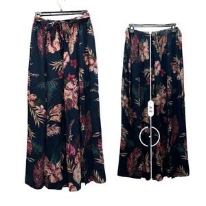 Patrons of Peace | Size S | Navy Blue Floral Maxi Skirt with 2 front Slits